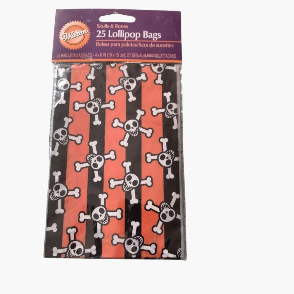 Wilton Skulls Cross Bones Lollipop Bags Halloween Halloween Treat Wrappers 50